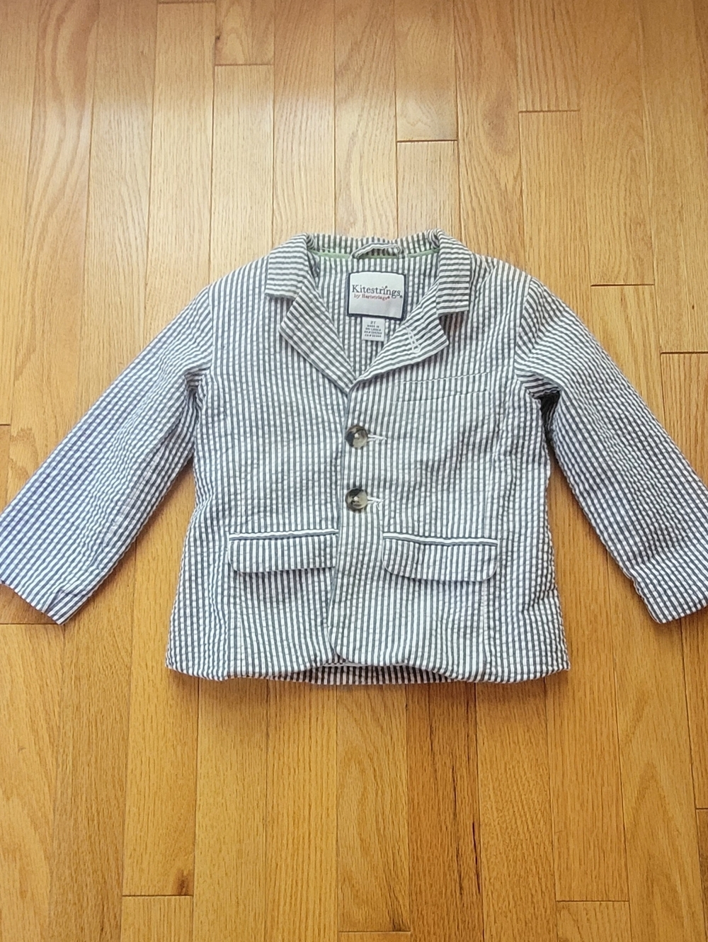 Boys' Blue & White Striped Seersucker Jacket - 2T